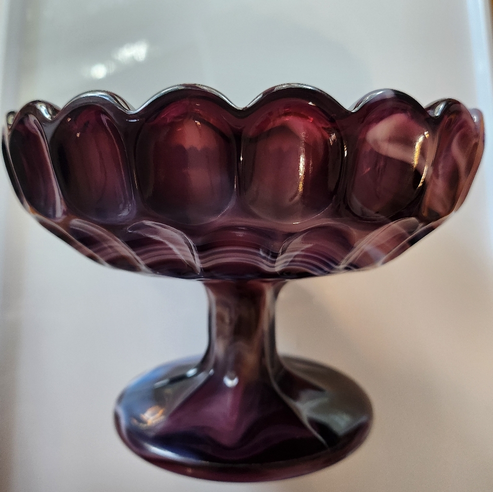 Purple slag Imperial candy dish pedestal